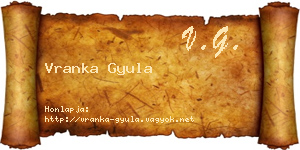 Vranka Gyula névjegykártya
